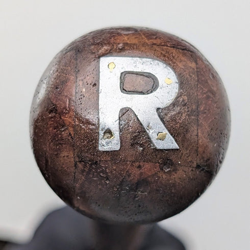 英国アンティーク ブラウン&タンシャフト 丸ハンドル ステッキ 杖 77cm